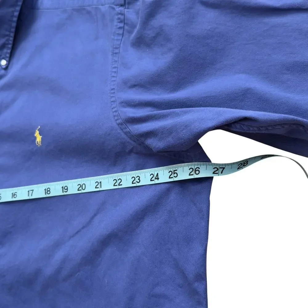 Vintage 80s Polo Ralph Lauren Heavy Oxford Shirt XL Blue Button Down USA Cotton